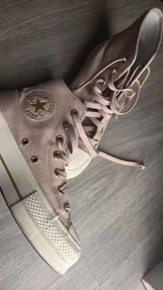 Converse plataforma rosa y dorado