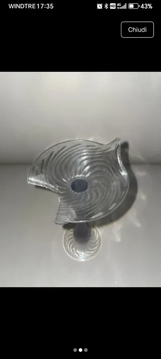 Porta candela vetro Murano blu trasparente