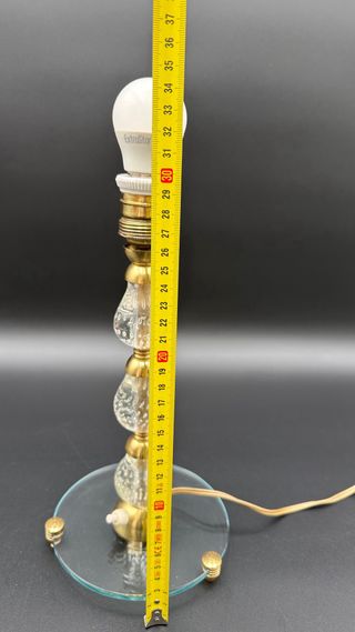 Lampada Vintage Ottone e Vetro Bolle Stile Murano