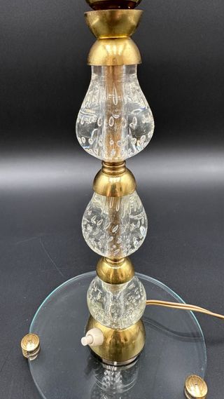 Lampada Vintage Ottone e Vetro Bolle Stile Murano