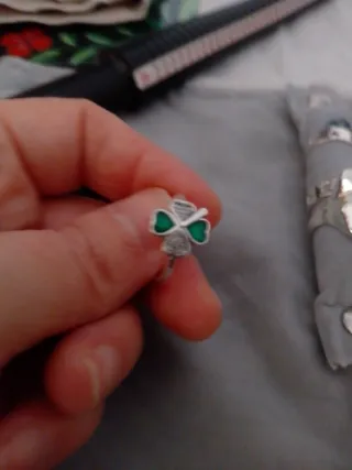 Anillo Plata Ley Trébol Verde