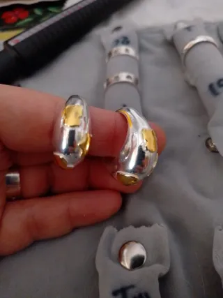 Anillo  Plata Ley Estrellas Doradas