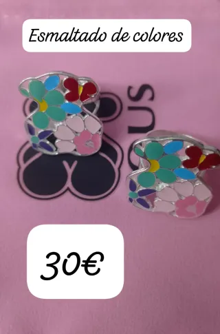 Anillo plata ley esmaltado flores 30€