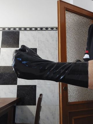 Guanti in lattice lucidi XL uomo neri