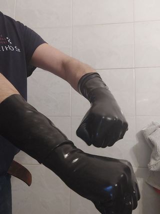 Guanti in lattice lucidi XL uomo neri