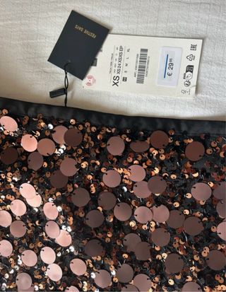 Falda Zara lentejuelas marrón/dorada T.XS