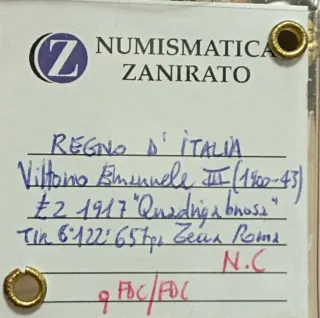 2 Lire 1917 Quadriga Briosa Fdc