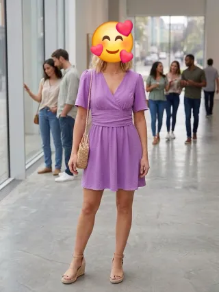 Vestido de Estilo Romántico Color Lavanda Vibrante