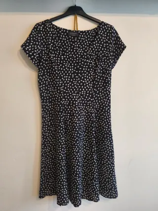 Vestido C&A Negro con Estampado Blanco Talla M