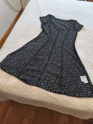 Vestido C&A Negro con Estampado Blanco Talla M