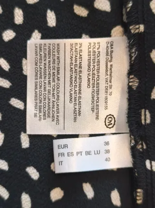 Vestido C&A Negro con Estampado Blanco Talla M