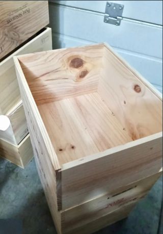 3 cajas de madera natural decoración vinoteca