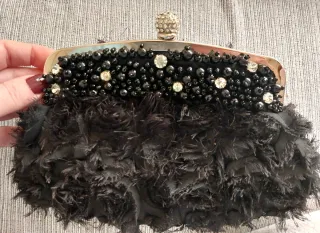 Bolso Joya Negro Rosas 3D