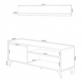 Mesa Tv 135 Cm 1 Puerta 1 Estante. Roble Canadian