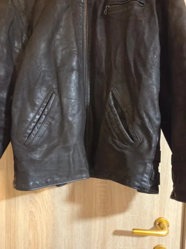 Chaqueta bomber de cuero marrón L