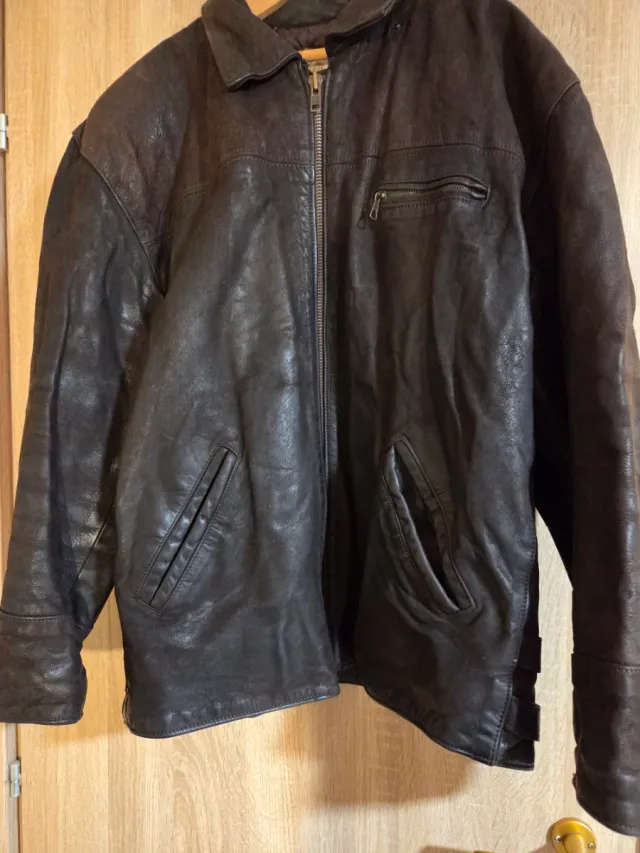 Chaqueta bomber de cuero marrón L