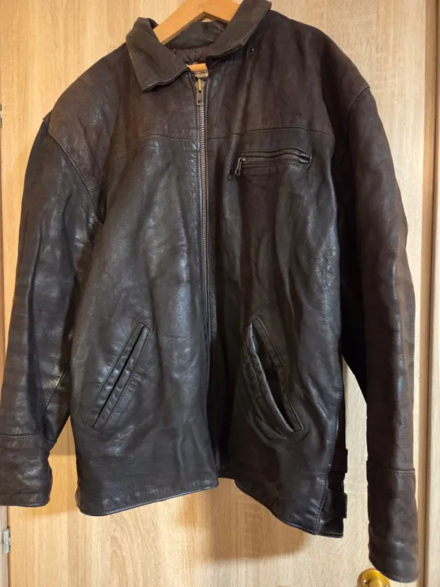 Chaqueta bomber de cuero marrón L