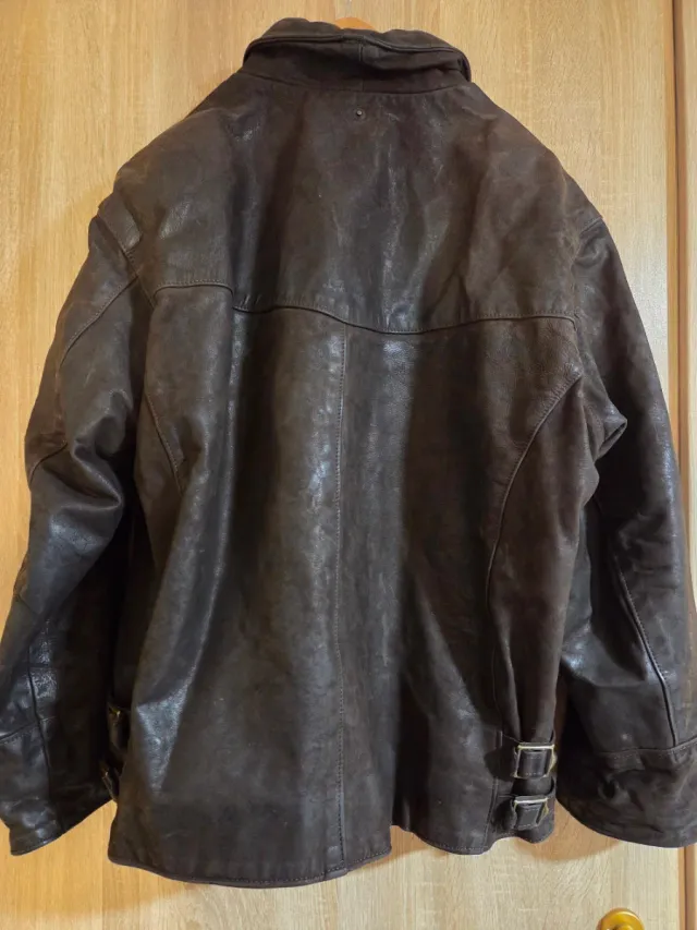 Chaqueta bomber de cuero marrón L