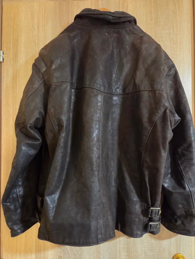 Chaqueta bomber de cuero marrón L