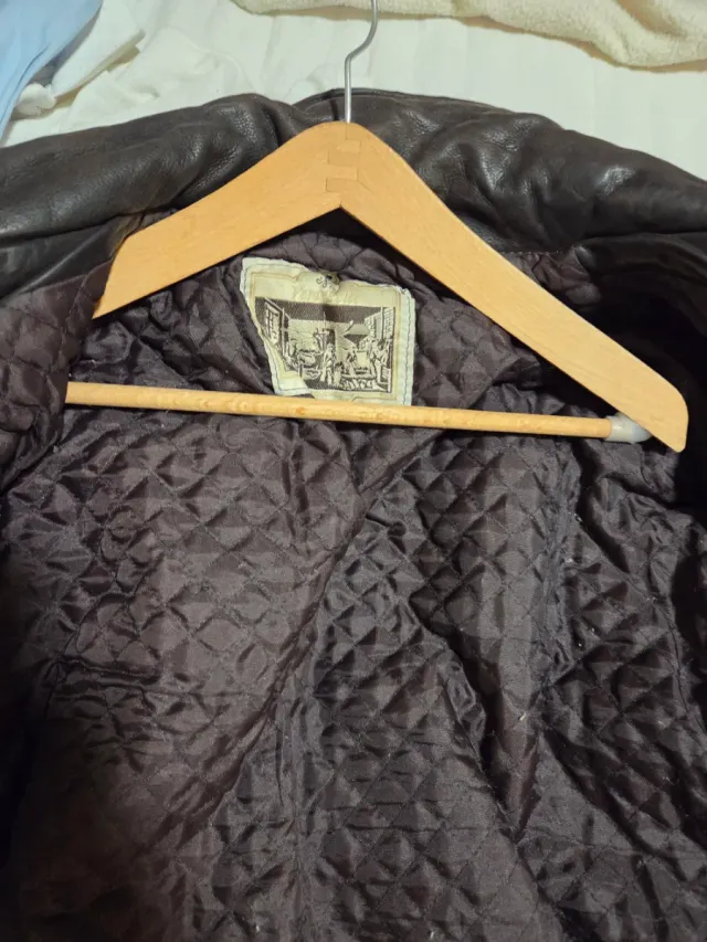 Chaqueta bomber de cuero marrón L
