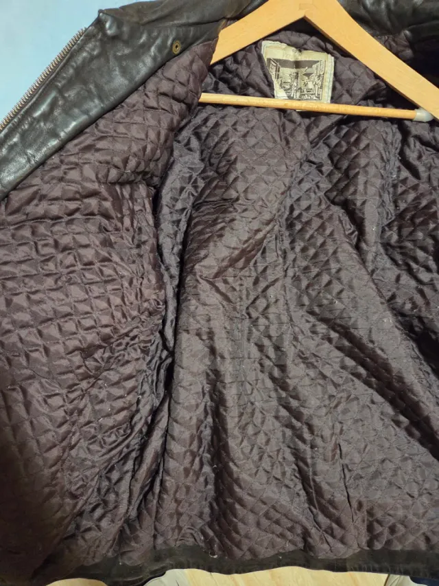 Chaqueta bomber de cuero marrón L