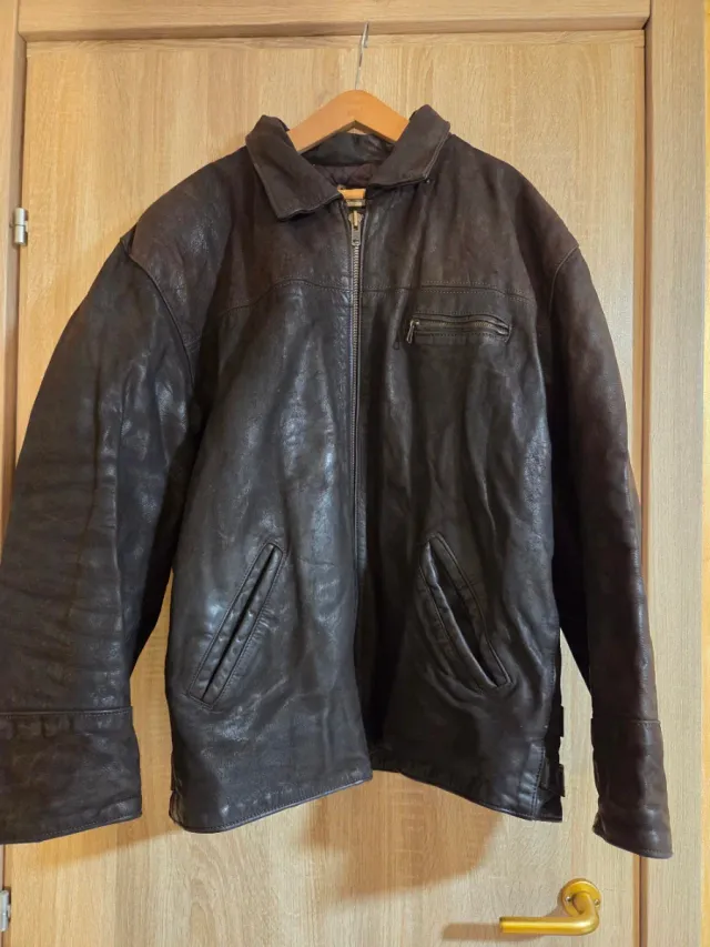 Chaqueta bomber de cuero marrón L