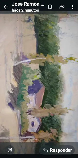 Pintura al óleo antigua firmada reverso EMILIO V.