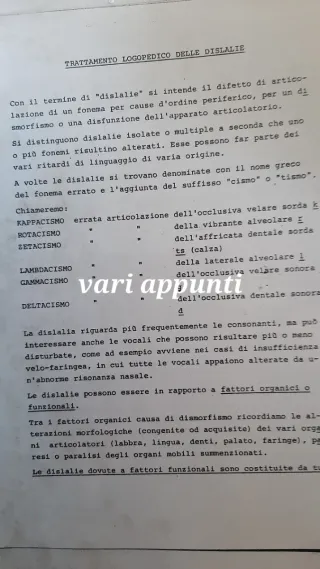 Dispense logopedia sulla Rieducazione logopedica