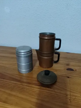 Cafetera antigua cobre y aluminio