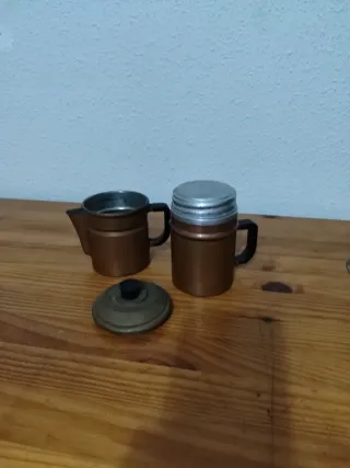 Cafetera antigua cobre y aluminio