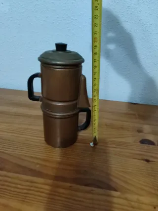 Cafetera antigua cobre y aluminio