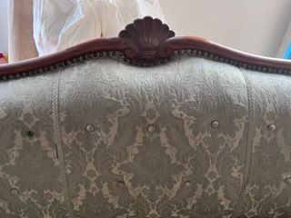 Sofá Antiguo 3 Plazas Madera y Tela