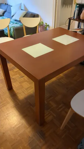 Mesa de comedor extensible madera y cristal