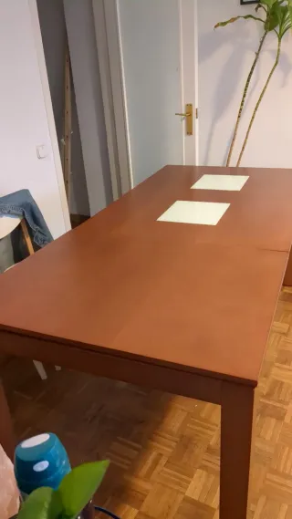 Mesa de comedor extensible madera y cristal