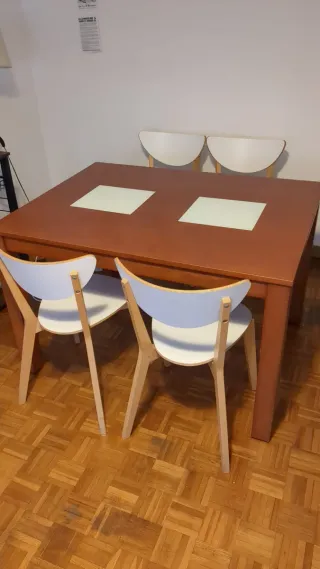Mesa de comedor extensible madera y cristal