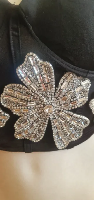 Bustier crop fiori Swarovski Style