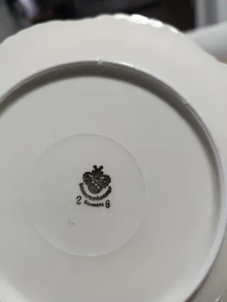 6 Piattini Vintage Porcellana Fiori Marroni