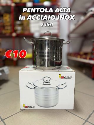 Pentola alta in acciaio inox 6 litri