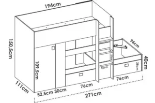 Cama tren litera con armario