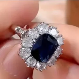 Anillo de Circonitas y Zafiro Lady Di