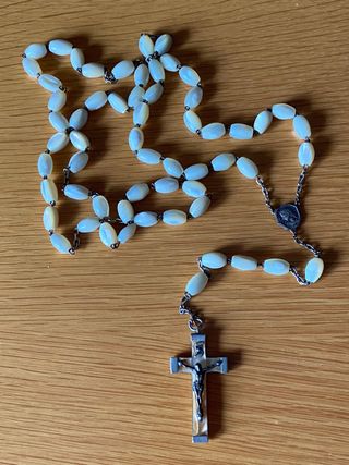 Rosario vintage perle madreperla Madonna Lourdes