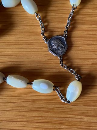 Rosario vintage perle madreperla Madonna Lourdes