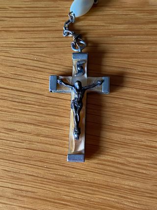 Rosario vintage perle madreperla Madonna Lourdes