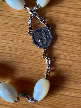 Rosario vintage perle madreperla Madonna Lourdes