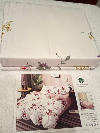 Juego Sábanas Algodón Cama 135cm Flores