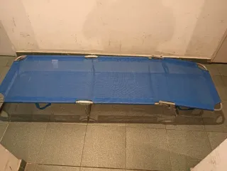 Tumbonas plegables azul y plateada