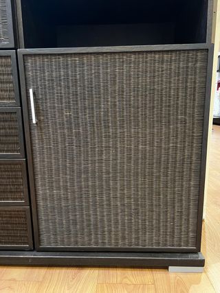 CHOLLO MUEBLE DE SALON EN MADERA Y MIMBRE