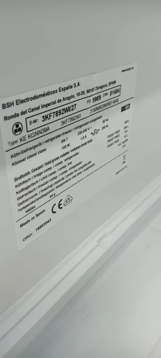 NEVERA COMBI BALAY PUERTA DE CRISTAL NO FROST A++