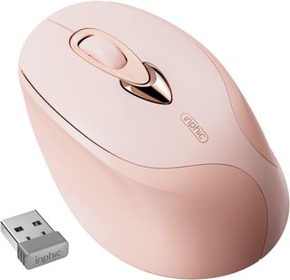 INPHIC M8 Ratón Inalambrico Rosa, 2.4G USB Recargable