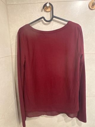 Camiseta granate doble tela manga larga